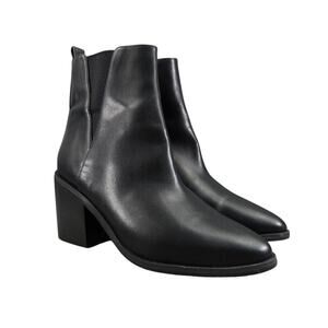 BP Shoes Womens 8 Booties Fashion Block Heel Black Classic Gore Panel Zip Baylee